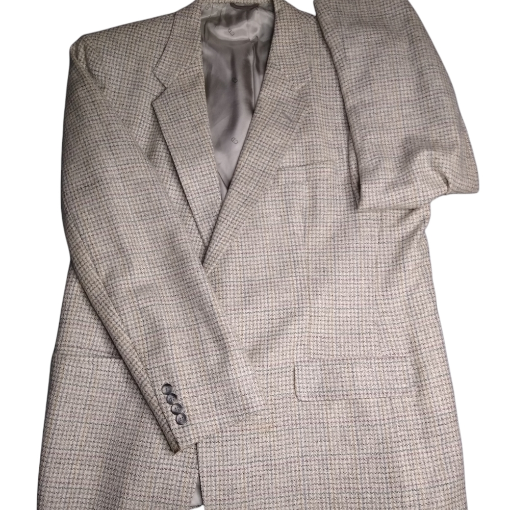 Dior Cream and Gray Checkered Blazer